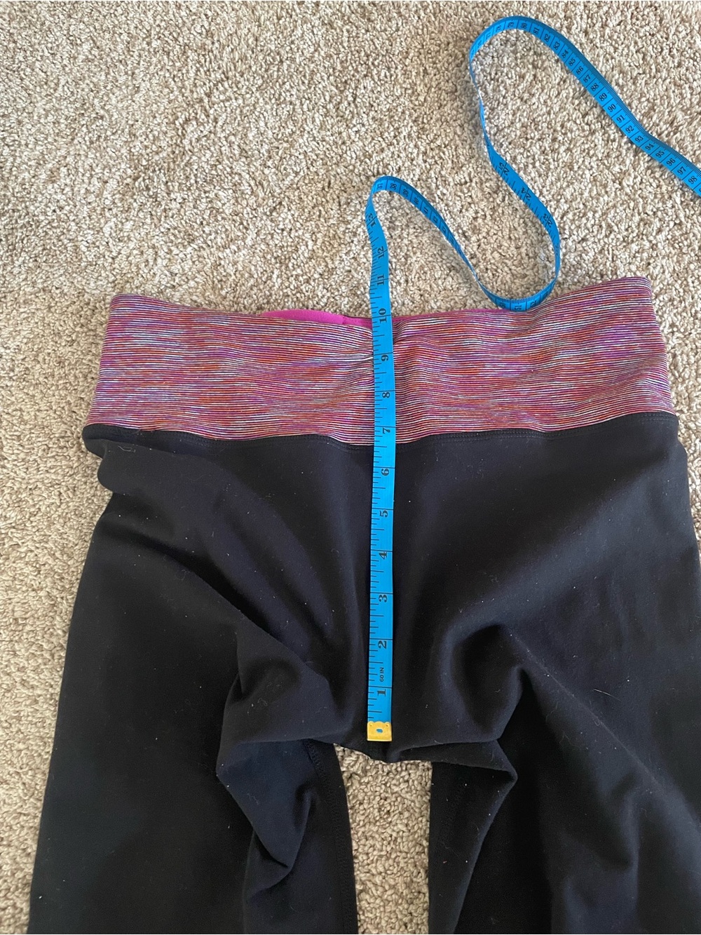 lululemon athletica Black Cropped Leggings with Pink Marled Waistband - Picture 7 of 9